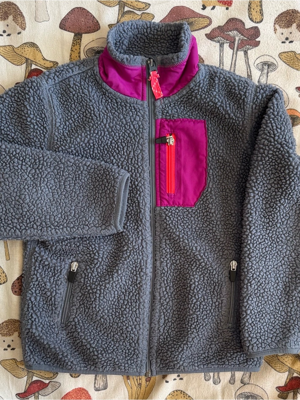 Old Navy Gray Sherpa Jacket with Pink Accent